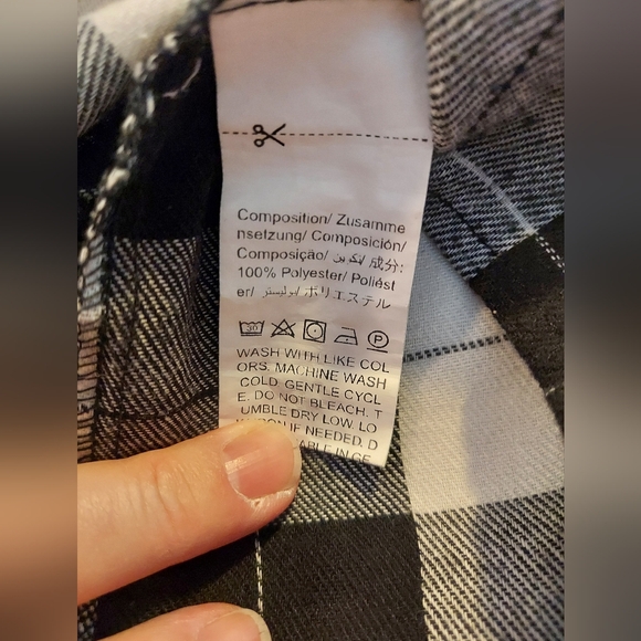 Plaid Button-Down Shirt - Black and White - Picture 4 of 7